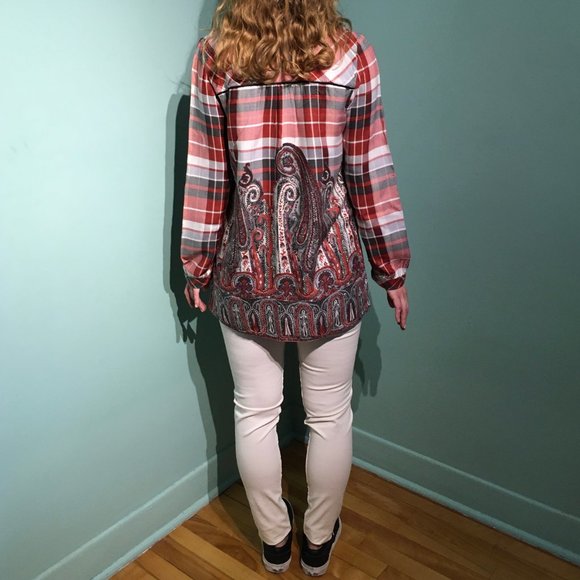 Axara Paris red plaid/paisley tunic - Picture 6 of 6